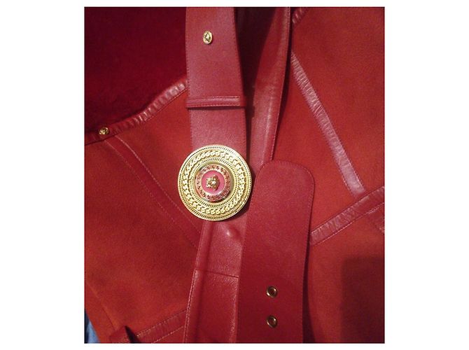 Cappotto in shearling rosso Versace - vista 2