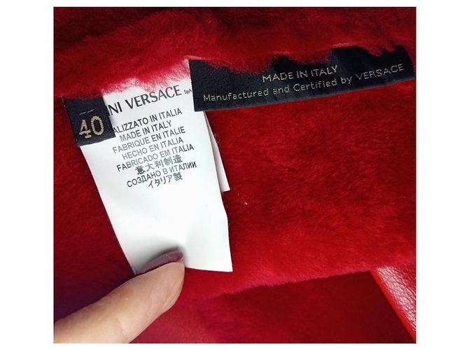 Cappotto in shearling rosso Versace - vista 3