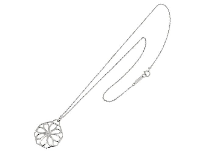 Autre Marque Collana Tiffany & Co. in oro bianco 18K con fiore e diamanti - vista 2