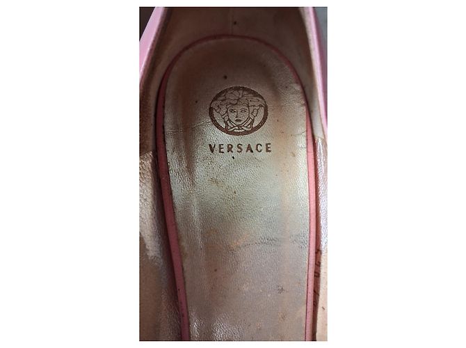 Décolleté peep-toe in pelle rosa Versace - vista 4