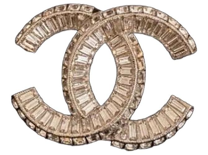 Chanel CC Logo Kristall Brosche Silber - Ansicht 2