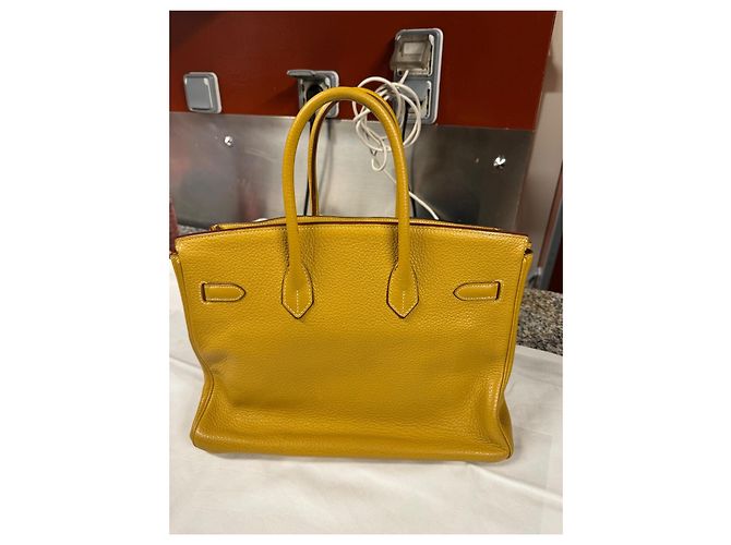 Hermès Birkin 30 Borsa in Pelle Grana Gialla - vista 10