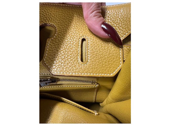 Hermès Birkin 30 Borsa in Pelle Grana Gialla - vista 12