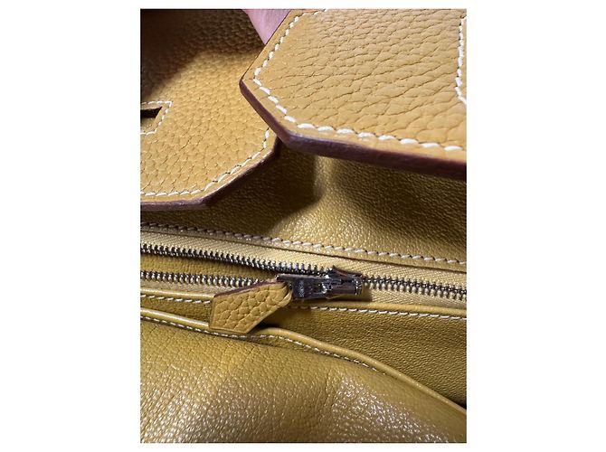 Hermès Birkin 30 Borsa in Pelle Grana Gialla - vista 13