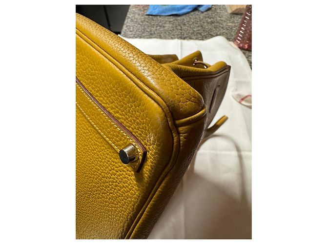 Hermès Birkin 30 Borsa in Pelle Grana Gialla - vista 16