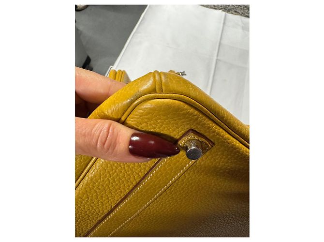 Hermès Birkin 30 Borsa in Pelle Grana Gialla - vista 19