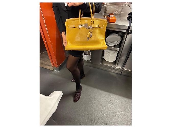 Hermès Birkin 30 Borsa in Pelle Grana Gialla - vista 20