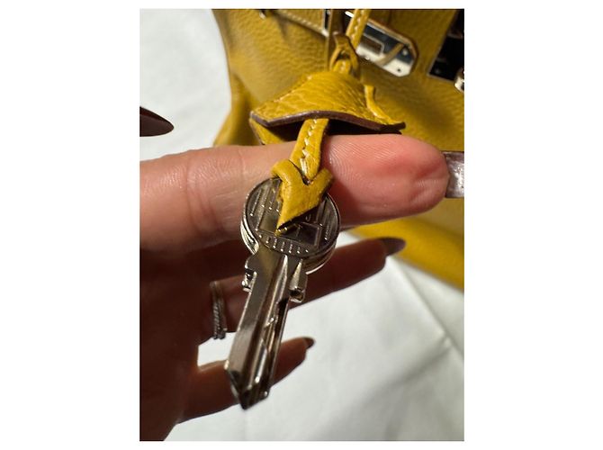 Hermès Birkin 30 Borsa in Pelle Grana Gialla - vista 6
