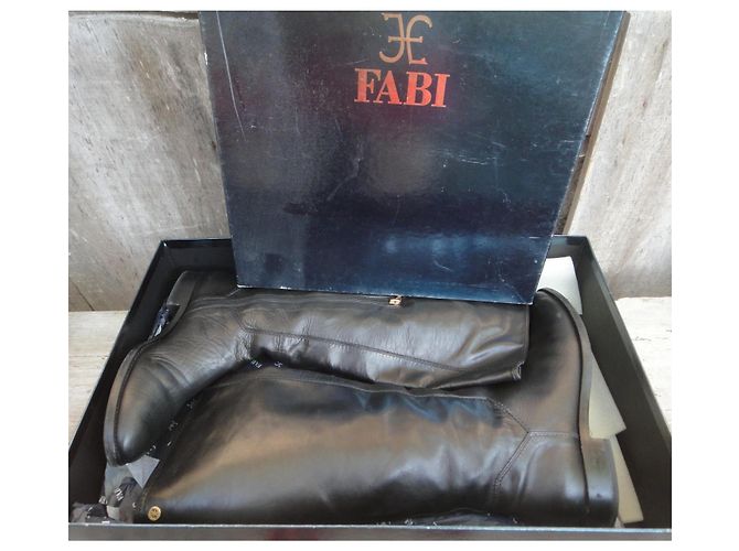 Autre Marque Fabi Botas altas de cuero negro - vista 3
