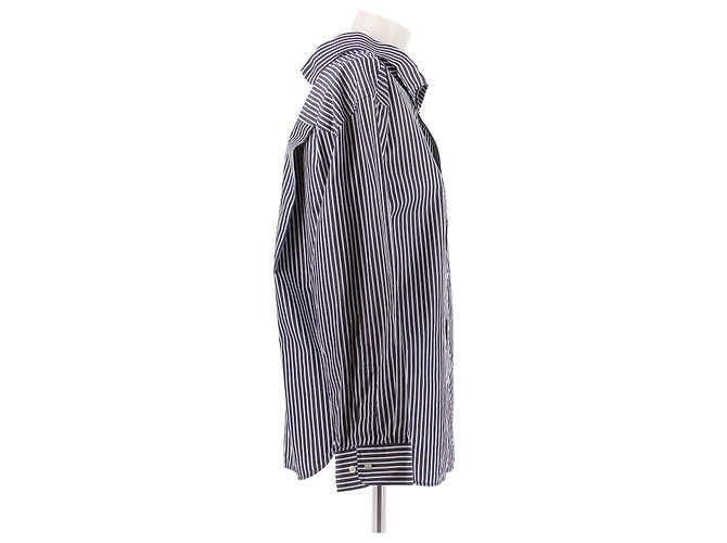 Balenciaga Camicia oversize a righe blu e bianco - vista 3