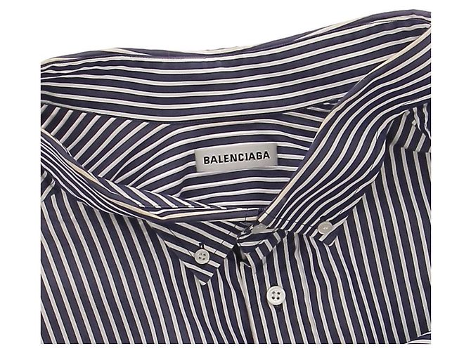 Balenciaga Camicia oversize a righe blu e bianco - vista 5