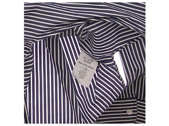 Balenciaga Camicia oversize a righe blu e bianco - vista 7