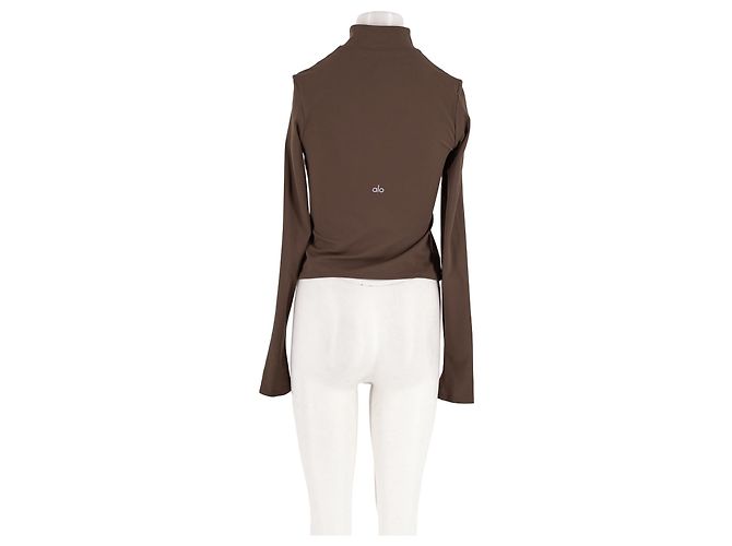 Autre Marque ALO brauner figurbetonter Pullover mit Stehkragen - Ansicht 2