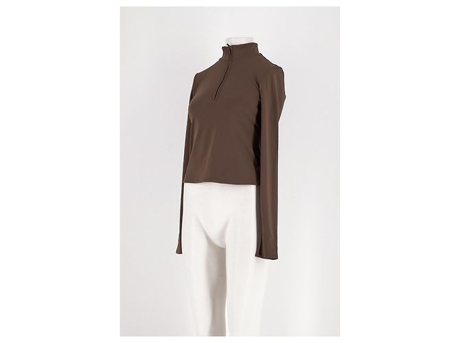 Autre Marque ALO brauner figurbetonter Pullover mit Stehkragen - Ansicht 4