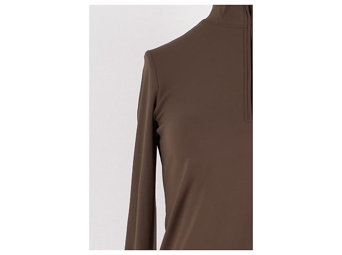 Autre Marque ALO brauner figurbetonter Pullover mit Stehkragen - Ansicht 6