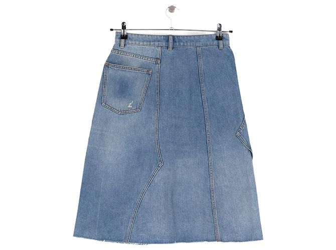 Falda de denim azul Tory Burch acampanada con bordado floral - vista 2