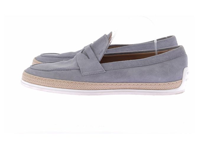 Tod's Mocassini in camoscio grigio blu - vista 2