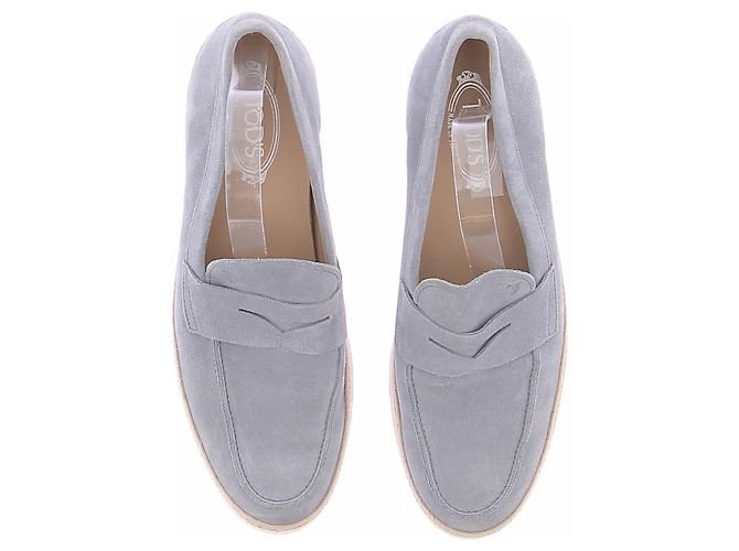 Tod's Mocassini in camoscio grigio blu - vista 4