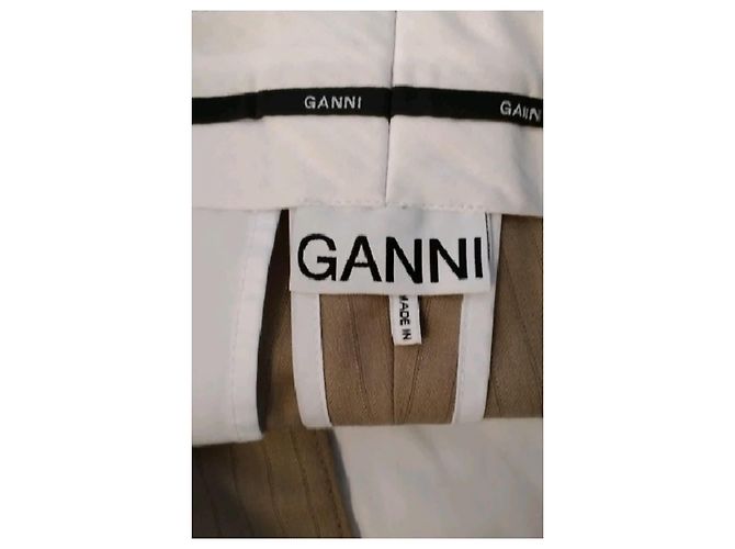 Ganni Pantalones de algodón beige - vista 5