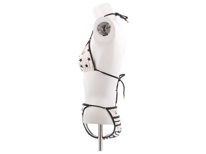 Louis Vuitton Bikini crema con rayas negras - vista 4
