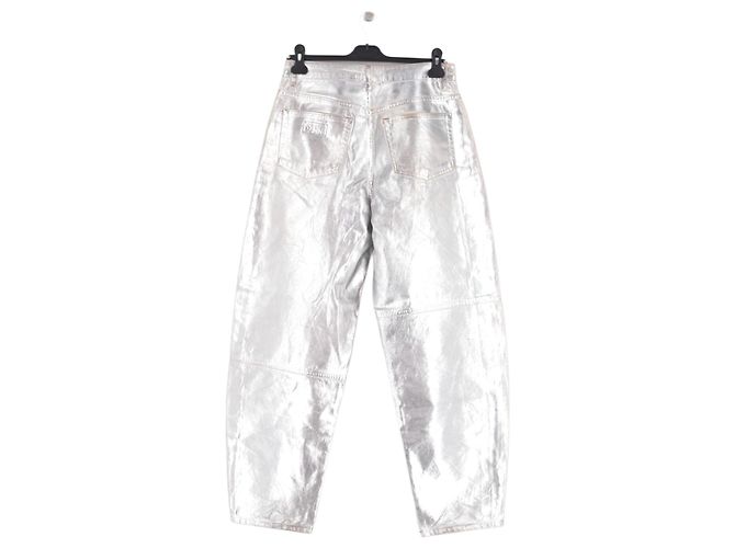Ganni Jeans in cotone argentato - vista 2