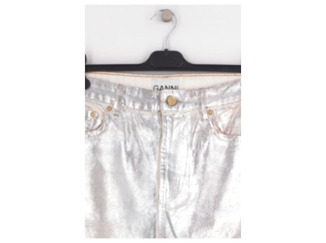 Ganni Jeans in cotone argentato - vista 3
