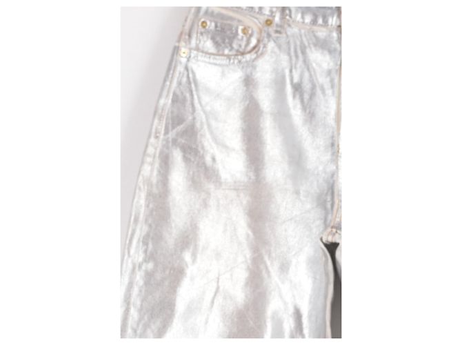 Ganni Jeans in cotone argentato - vista 4