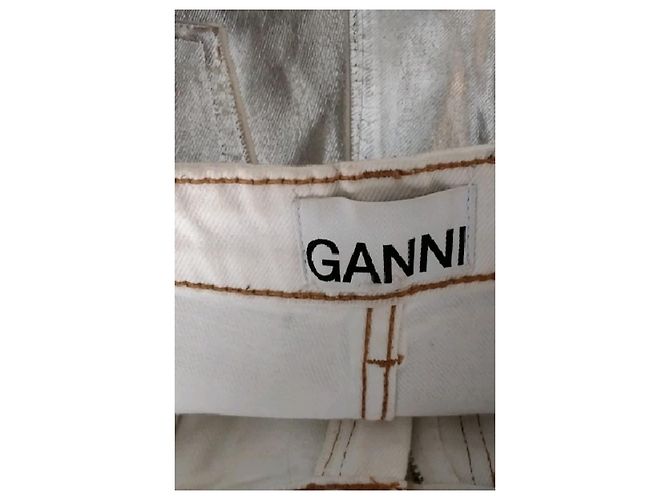 Ganni Jeans in cotone argentato - vista 5