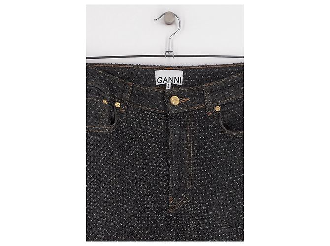 Ganni Pantalones de algodón negro - vista 3