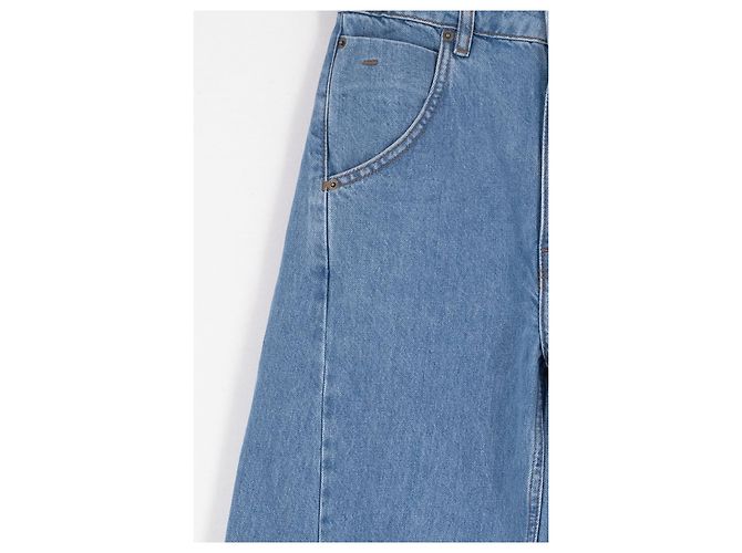 Autre Marque Jeans FARM Gamba Larga Blu Chiaro in Cotone - vista 4
