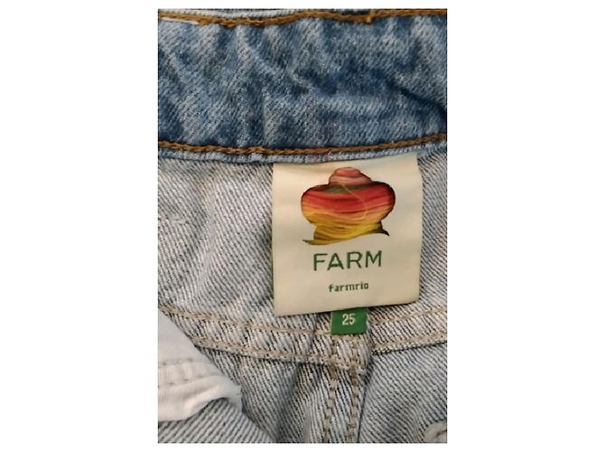Autre Marque Jeans FARM Gamba Larga Blu Chiaro in Cotone - vista 5