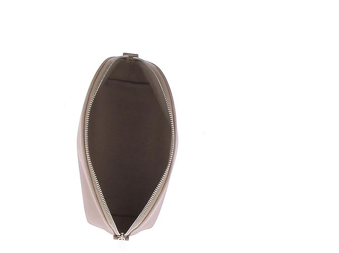 Autre Marque Pochette con zip in pelle beige - vista 7