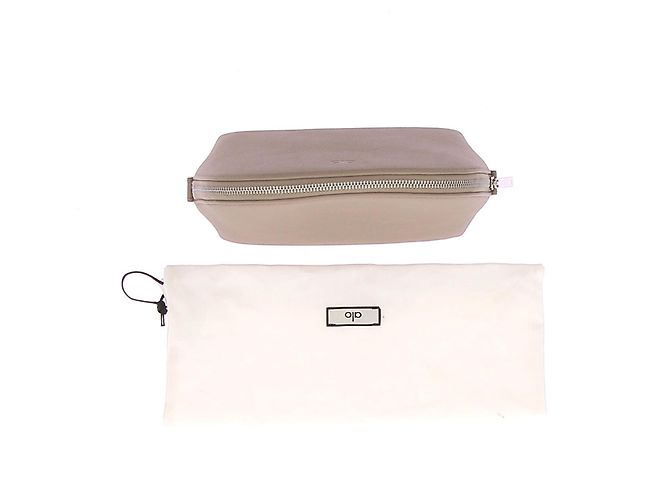 Autre Marque Pochette con zip in pelle beige - vista 8
