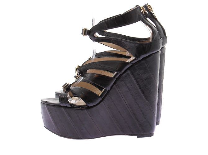 Jimmy Choo Décolleté con zeppa in pelle nera - vista 2
