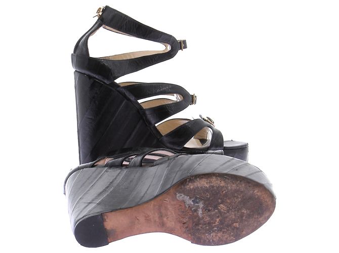 Jimmy Choo Décolleté con zeppa in pelle nera - vista 5