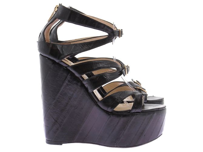 Jimmy Choo Décolleté con zeppa in pelle nera - vista 6