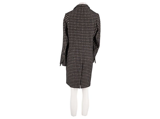 Autre Marque Manteau mi-long à carreaux noir et beige WUNDERKIND - vue 2