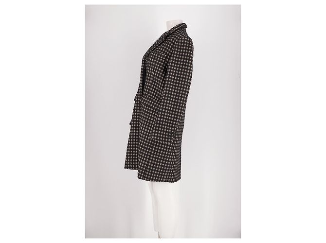 Autre Marque Manteau mi-long à carreaux noir et beige WUNDERKIND - vue 3