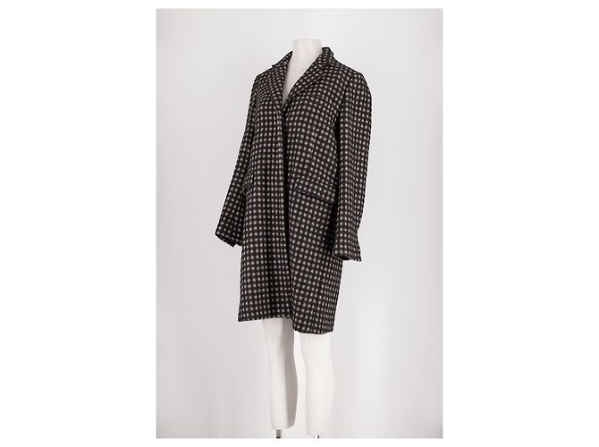 Autre Marque Manteau mi-long à carreaux noir et beige WUNDERKIND - vue 4