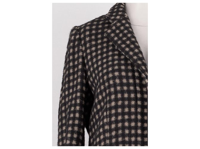 Autre Marque Manteau mi-long à carreaux noir et beige WUNDERKIND - vue 6