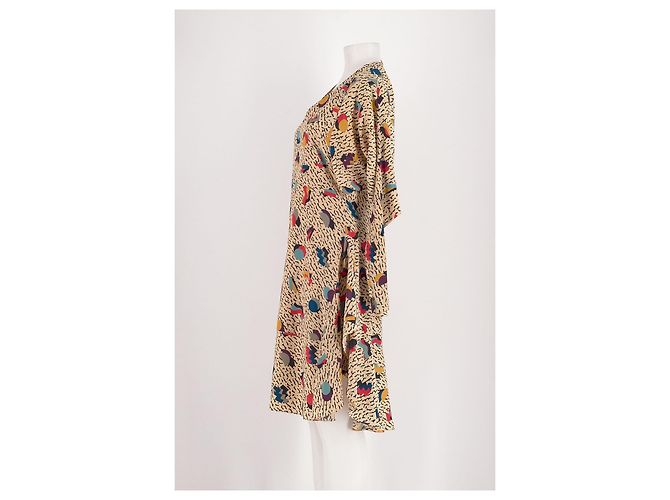 Vestido Chloé de seda beige con estampado abstracto - vista 3