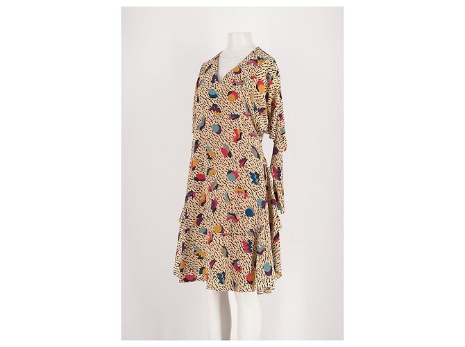 Vestido Chloé de seda beige con estampado abstracto - vista 4