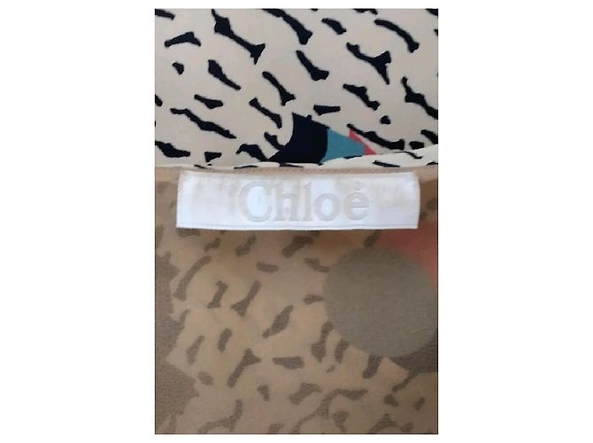 Vestido Chloé de seda beige con estampado abstracto - vista 7