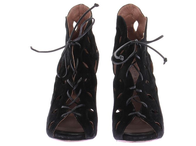 Alaïa Décolleté con lacci in camoscio nero - vista 3