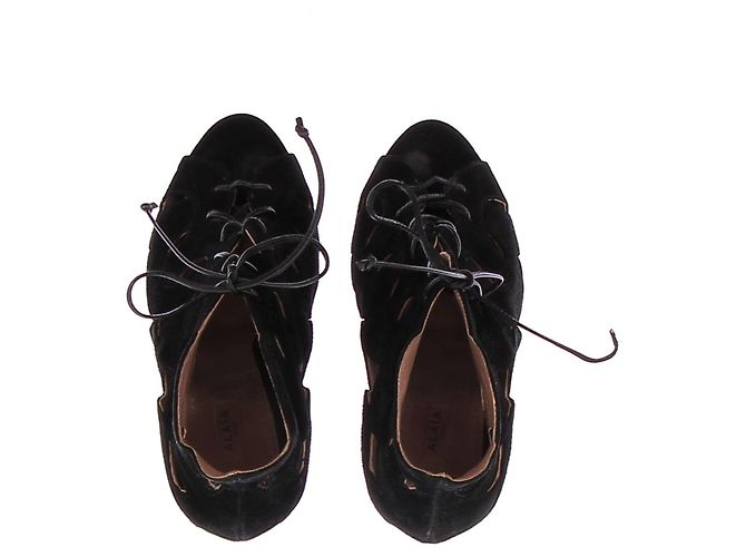 Alaïa Décolleté con lacci in camoscio nero - vista 4
