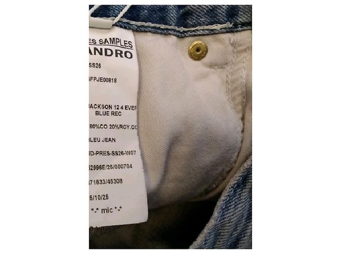 Sandro Vaqueros de Cintura Alta de Pierna Ancha Azules - vista 6
