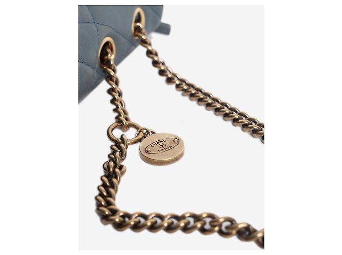 Chanel Bolsa de ombro com aba acolchoada em couro azul 2012 - vista 12