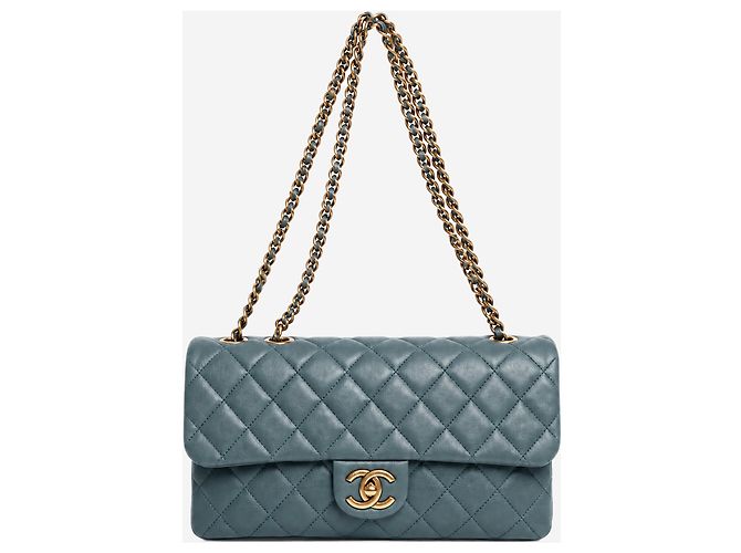 Chanel Bolsa de ombro com aba acolchoada em couro azul 2012 - vista 2