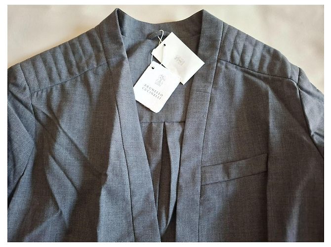 Blazer de lana gris Brunello Cucinelli - vista 4