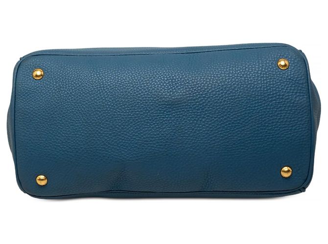 Borsa Tote Aperta Convertibile Prada Blue Vitello Daino - vista 3